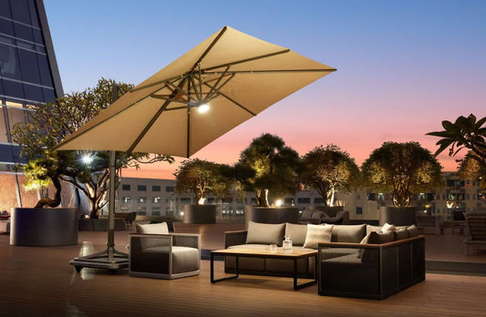 Higold Luxury Sunbrella Outdoor Furniture Wing Patio Yard And Garden Sun Umbrella With Stands