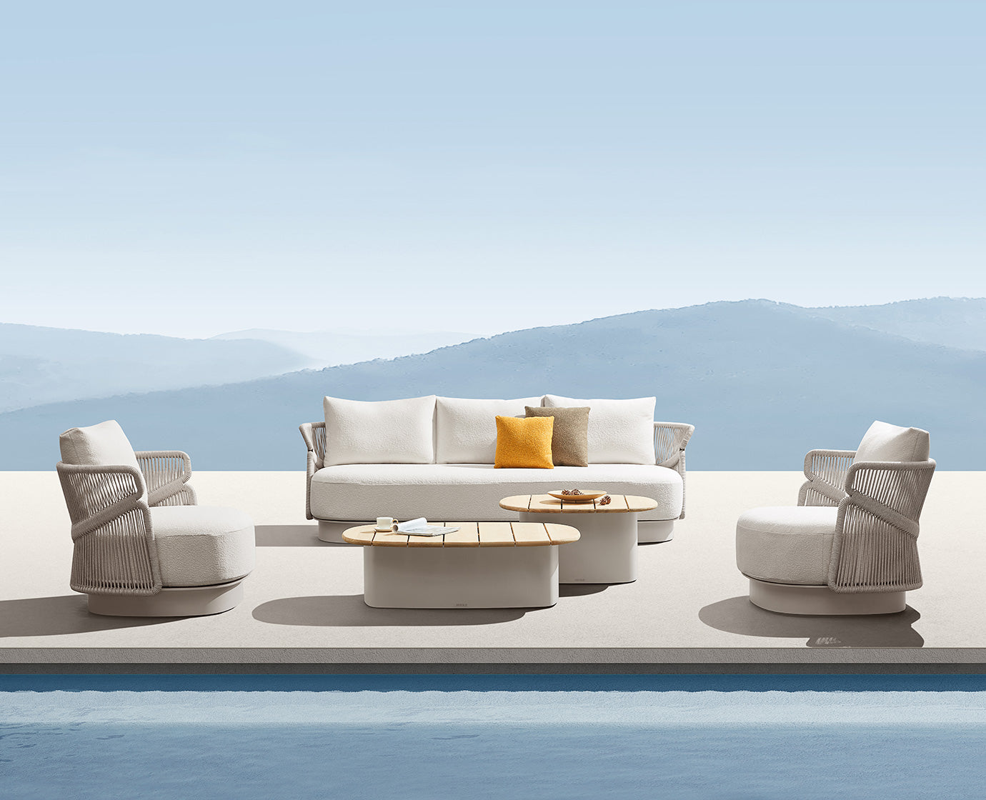 Free Shipping HIGOLD Aio Teak Outdoor Furniture 5 Seats Patio Sofa Set With Cushions