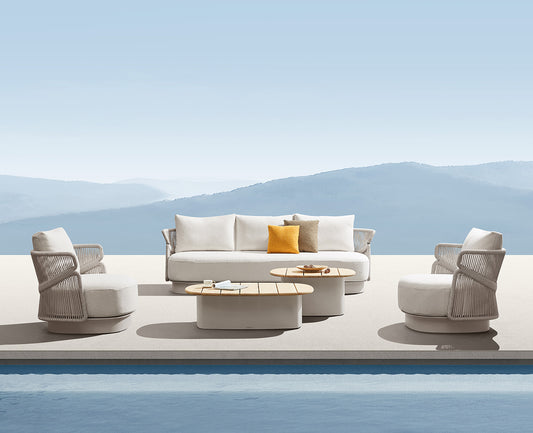 Free Shipping HIGOLD Aio Teak Outdoor Furniture 5 Seats Patio Sofa Set With Cushions