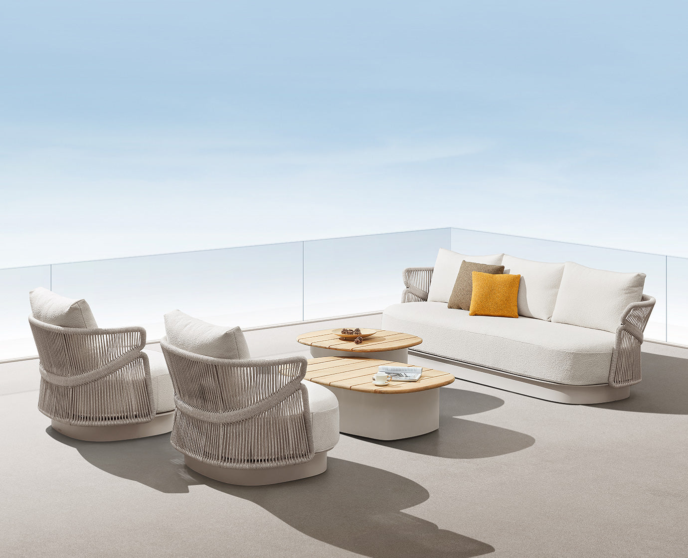 Free Shipping HIGOLD Aio Teak Outdoor Furniture 5 Seats Patio Sofa Set With Cushions