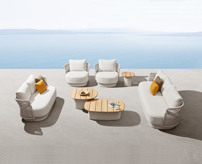 Free Shipping HIGOLD Aio Teak Outdoor Furniture 5 Seats Patio Sofa Set With Cushions