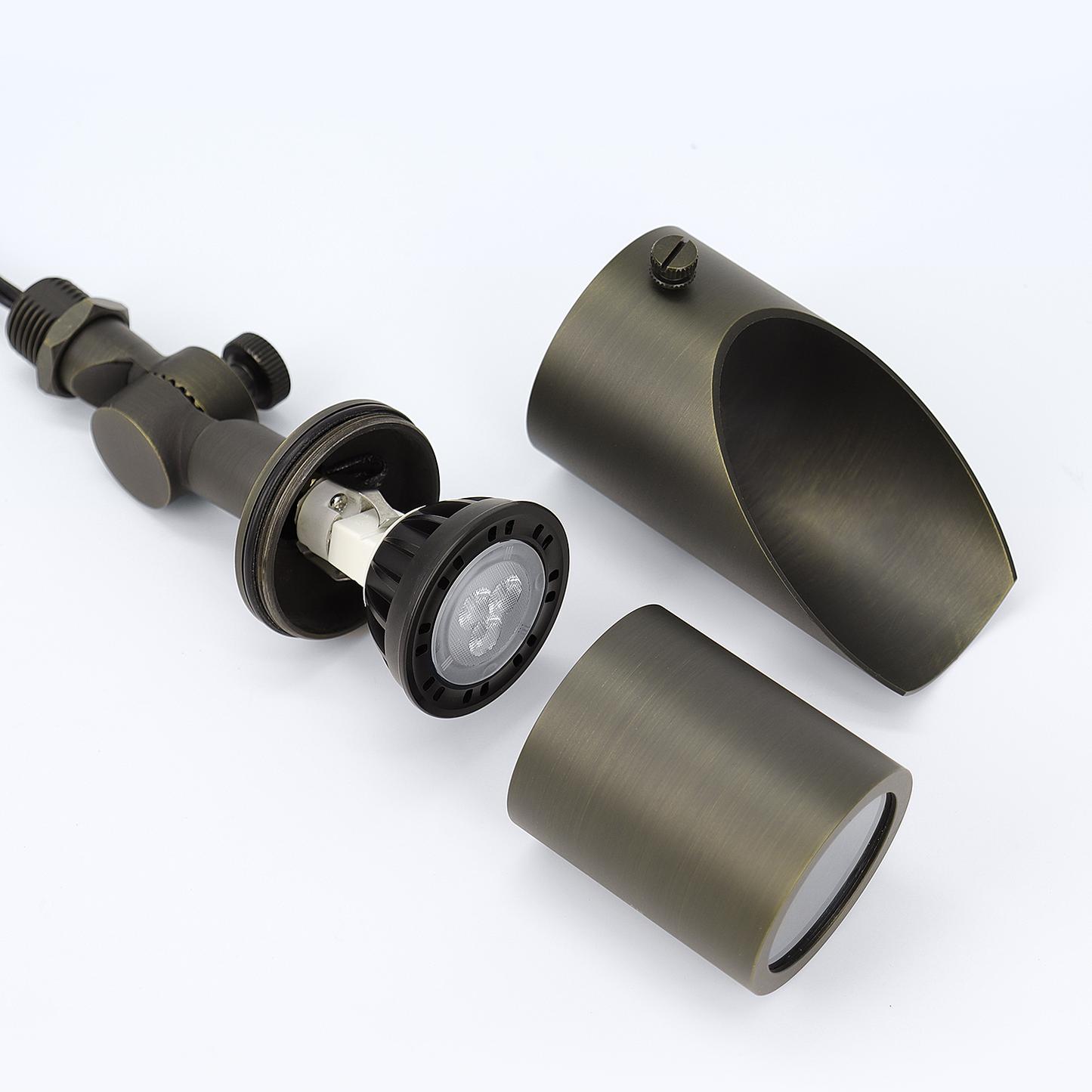 Free Shipping Brass Landscape Lighting LT2106 Adjustable Shroud Compact MR16 Up Light (Lamp not included)