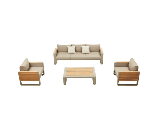 Free Shipping HIGOLD Nottingham Teak Outdoor Furniture 5 Seats Patio Sofa Set With Cushions