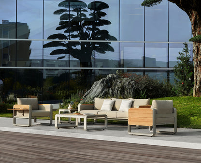 Free Shipping HIGOLD Nottingham Teak Outdoor Furniture 5 Seats Patio Sofa Set With Cushions
