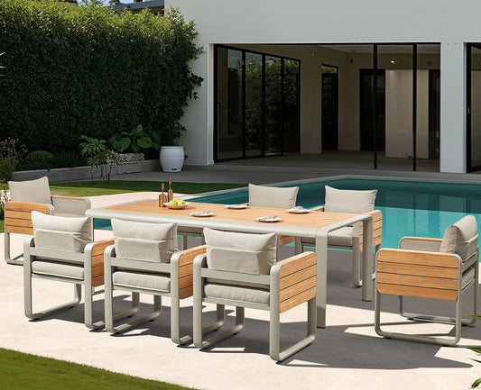 Free Shipping HIGOLD Nottingham Teak Outdoor Furniture 8 Seats Dining Set With Cushions