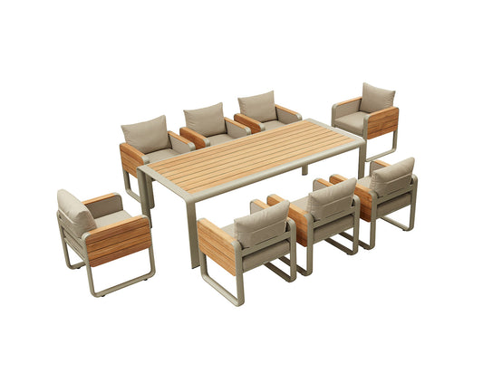 Free Shipping HIGOLD Nottingham Teak Outdoor Furniture 8 Seats Dining Set With Cushions
