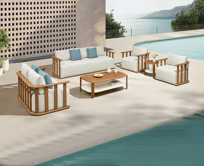 Free Shipping Higold Luxury Outdoor Garden Teak Furniture Sectional Sofa Sets Pallisad Patio Couch with Coffee Table