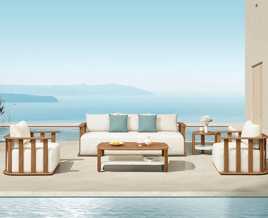 Free Shipping Higold Luxury Outdoor Garden Teak Furniture Sectional Sofa Sets Pallisad Patio Couch with Coffee Table