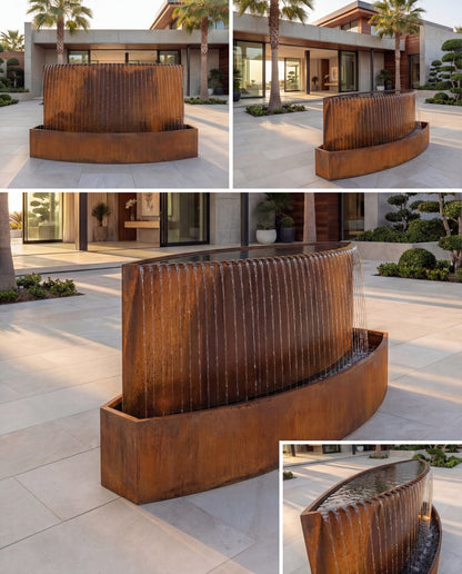 Luxury Corten Architectural Rain-Fall Waterfall Backyard Fountain TKS