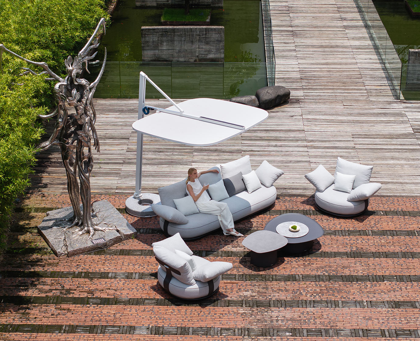 Free Shipping HIGOLD Calla Teak Outdoor Furniture 5 Seats Patio Sofa Set With Cushions