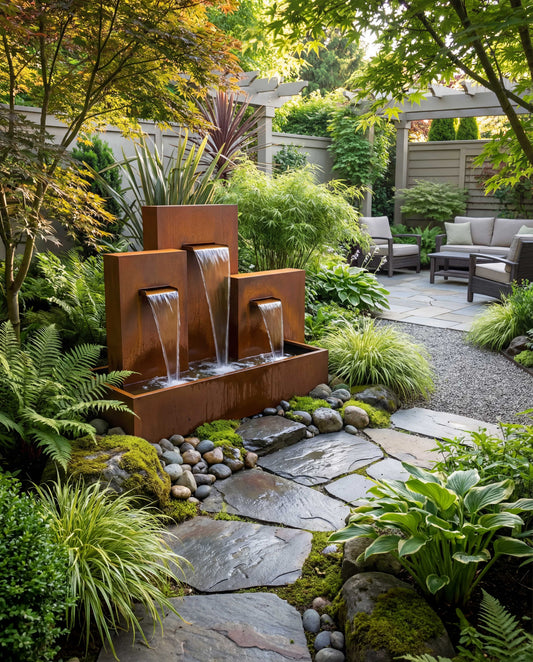 Luxury SCW300 Corten Architectural Triple-Tier Waterfall