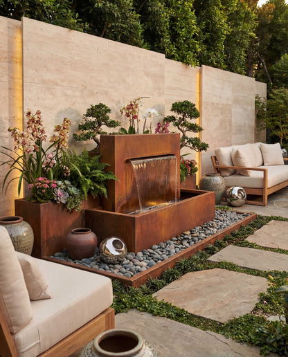 Luxury Backyard Waterfall Corten Architectural Fountain DS100