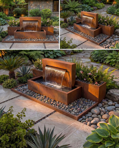 Luxury Backyard Waterfall Corten Architectural Fountain DS100