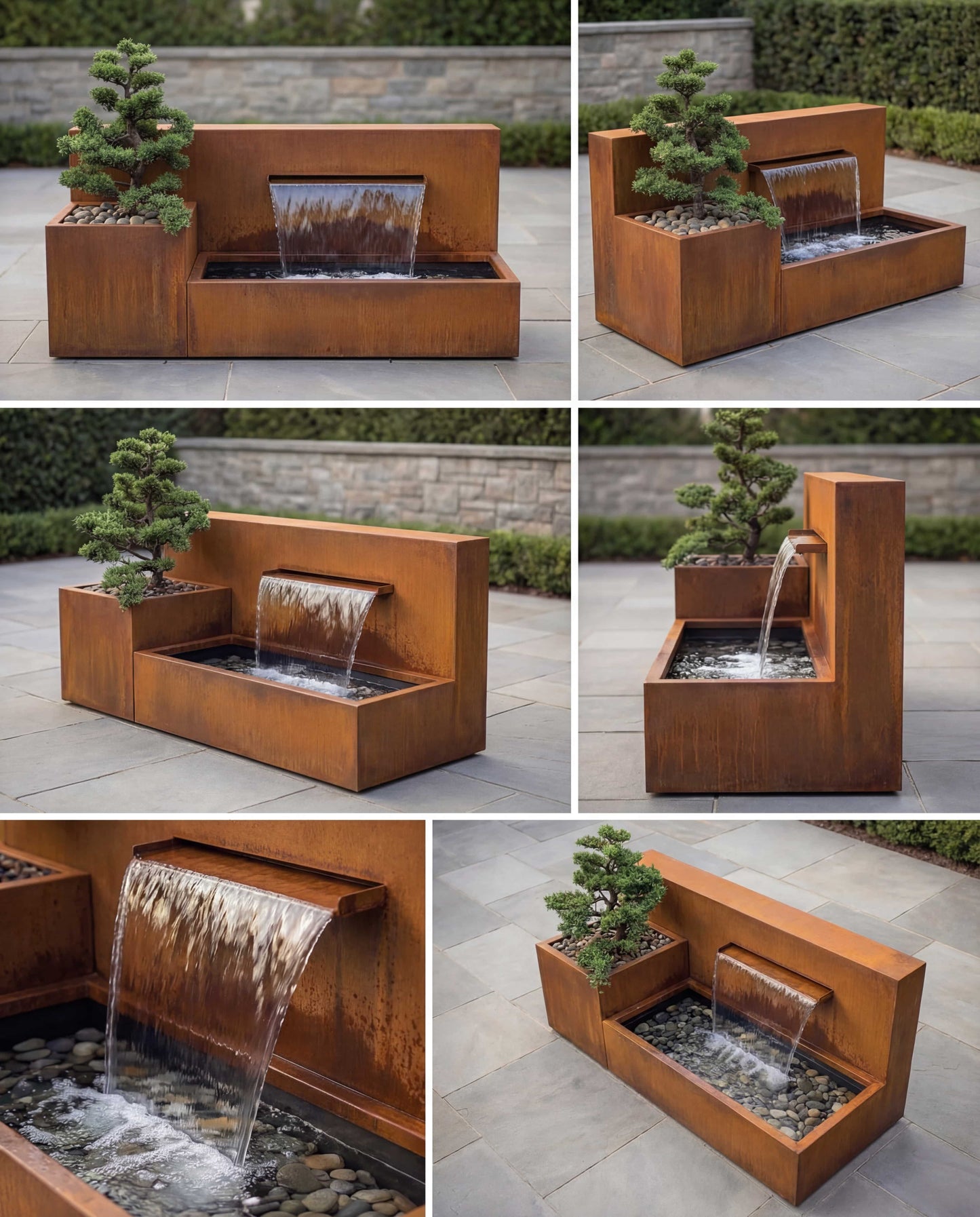 Luxury Backyard Waterfall Corten Architectural Hybrid Fountain DS120