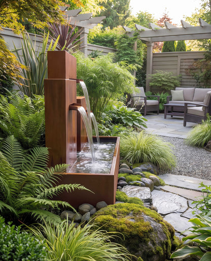 Luxury SCW300 Corten Architectural Triple-Tier Waterfall