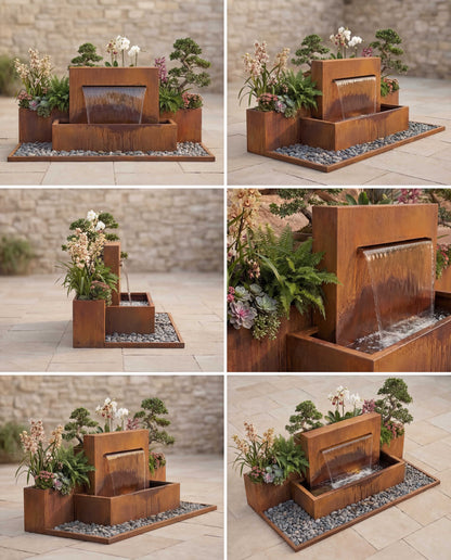 Luxury Backyard Waterfall Corten Architectural Fountain DS100