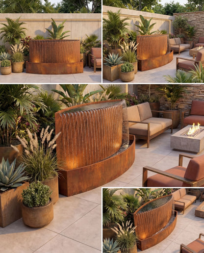 Luxury Corten Architectural Rain-Fall Waterfall Backyard Fountain TKS
