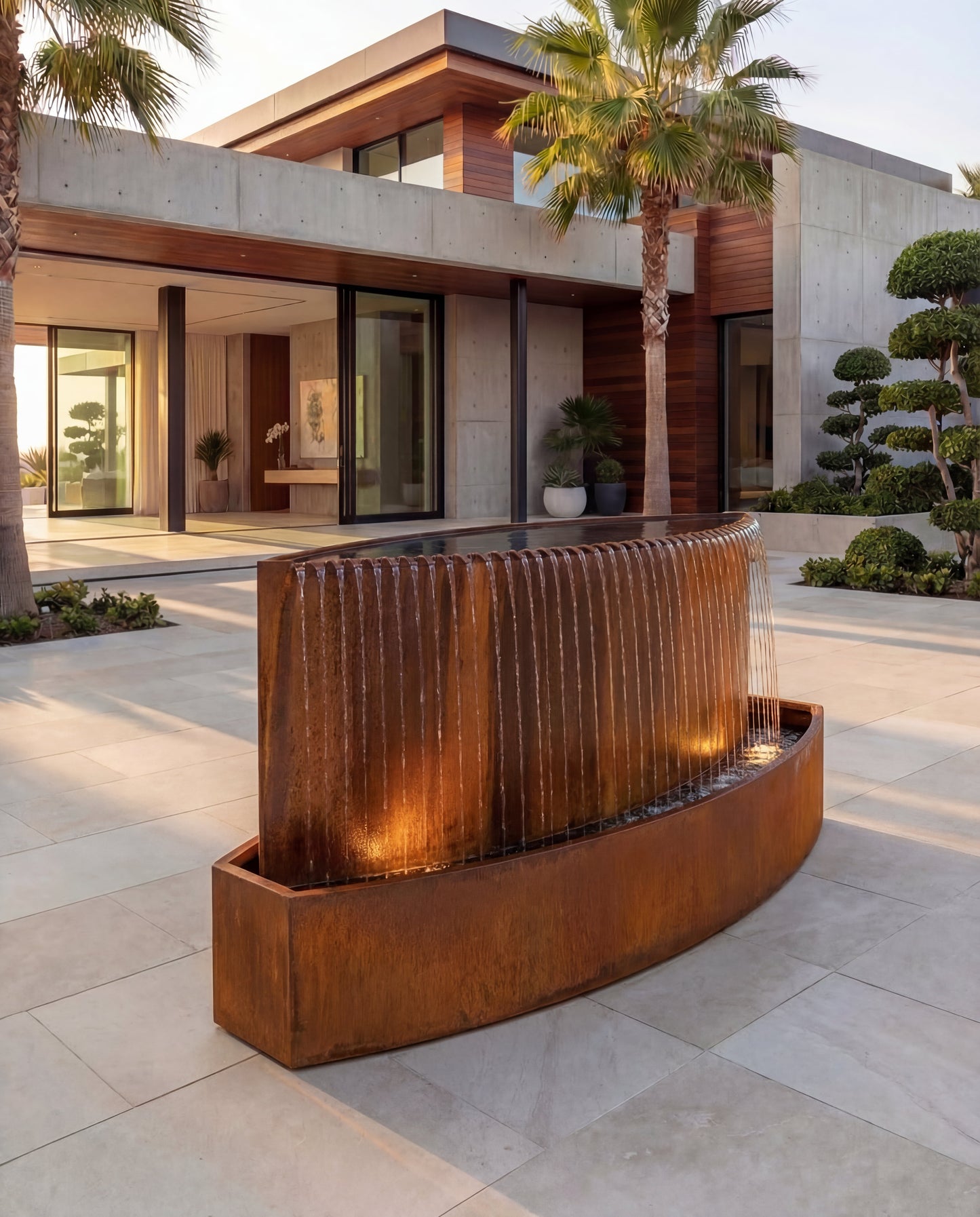 Luxury Corten Architectural Rain-Fall Waterfall Backyard Fountain TKS