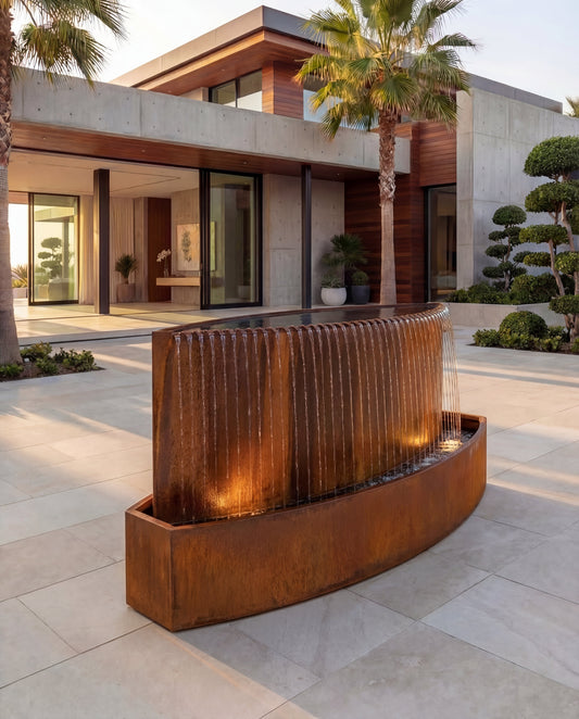 Luxury Corten Architectural Rain-Fall Waterfall Backyard Fountain TKS