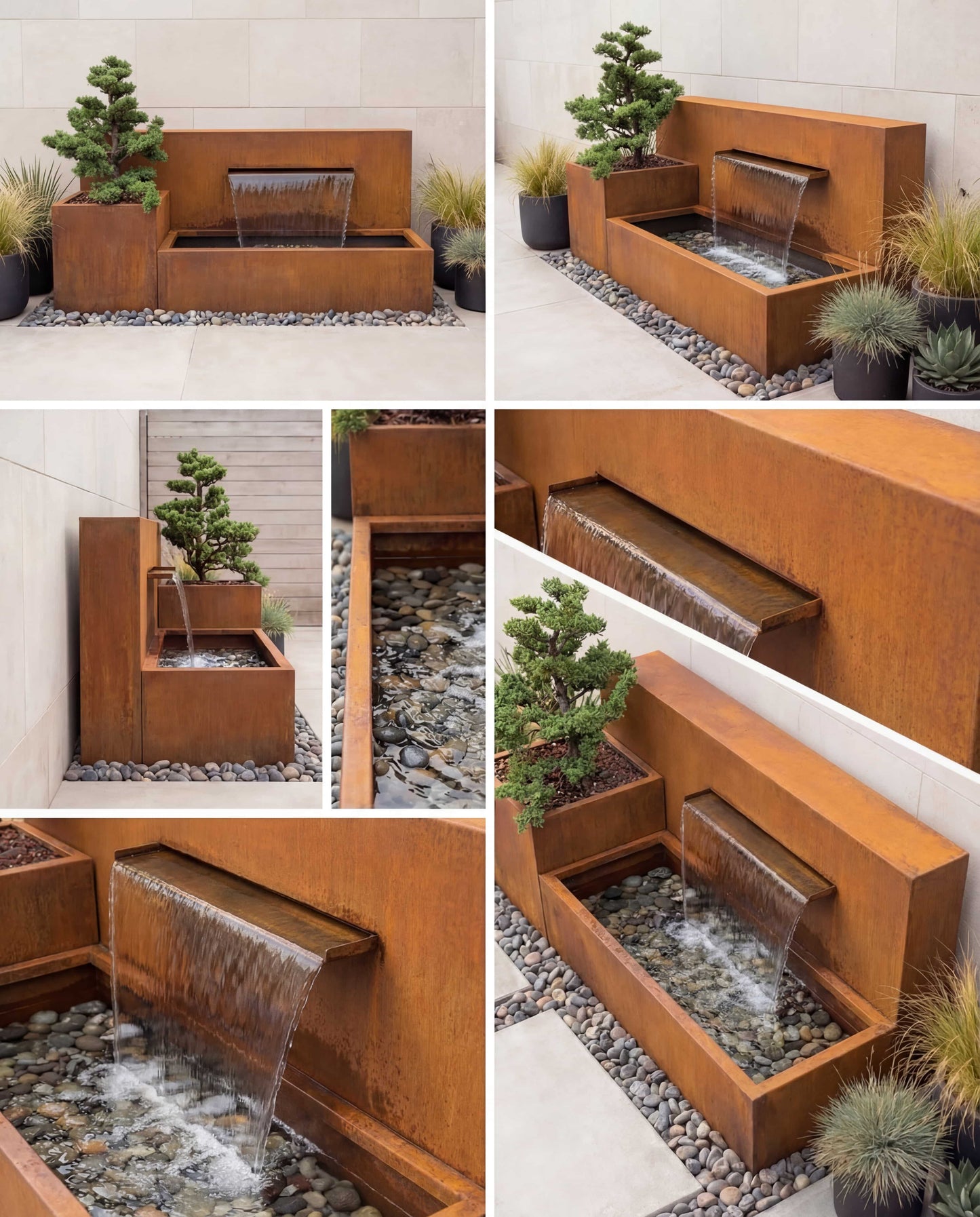 Luxury Backyard Waterfall Corten Architectural Hybrid Fountain DS120