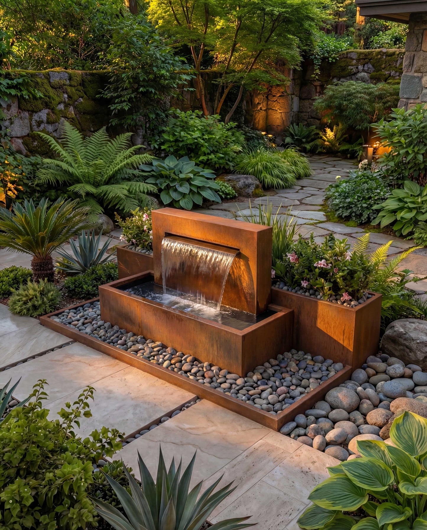 Luxury Backyard Waterfall Corten Architectural Fountain DS100